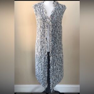 Chico’s- open long knit sweater vest with fringe